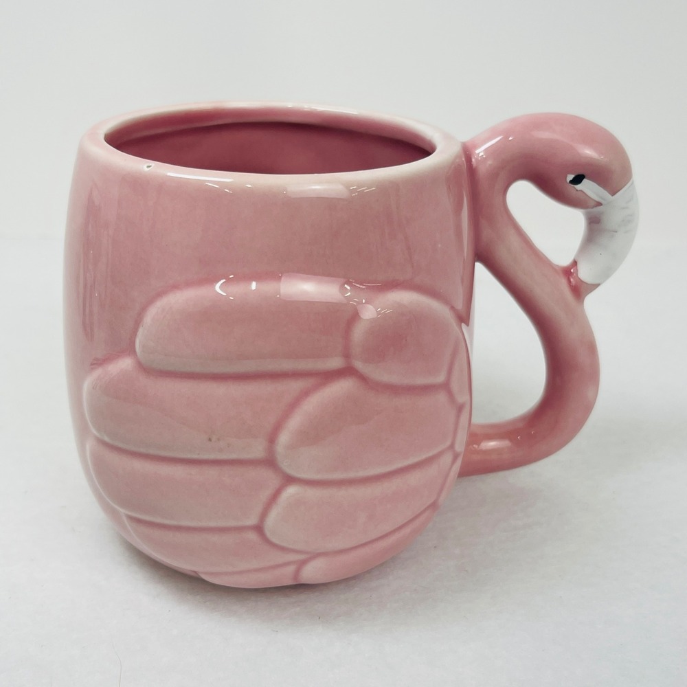 Pink‎ Ceramic Flamingo Mug 3D Novelty Coffee Cup Tropical Bird Design Pink White